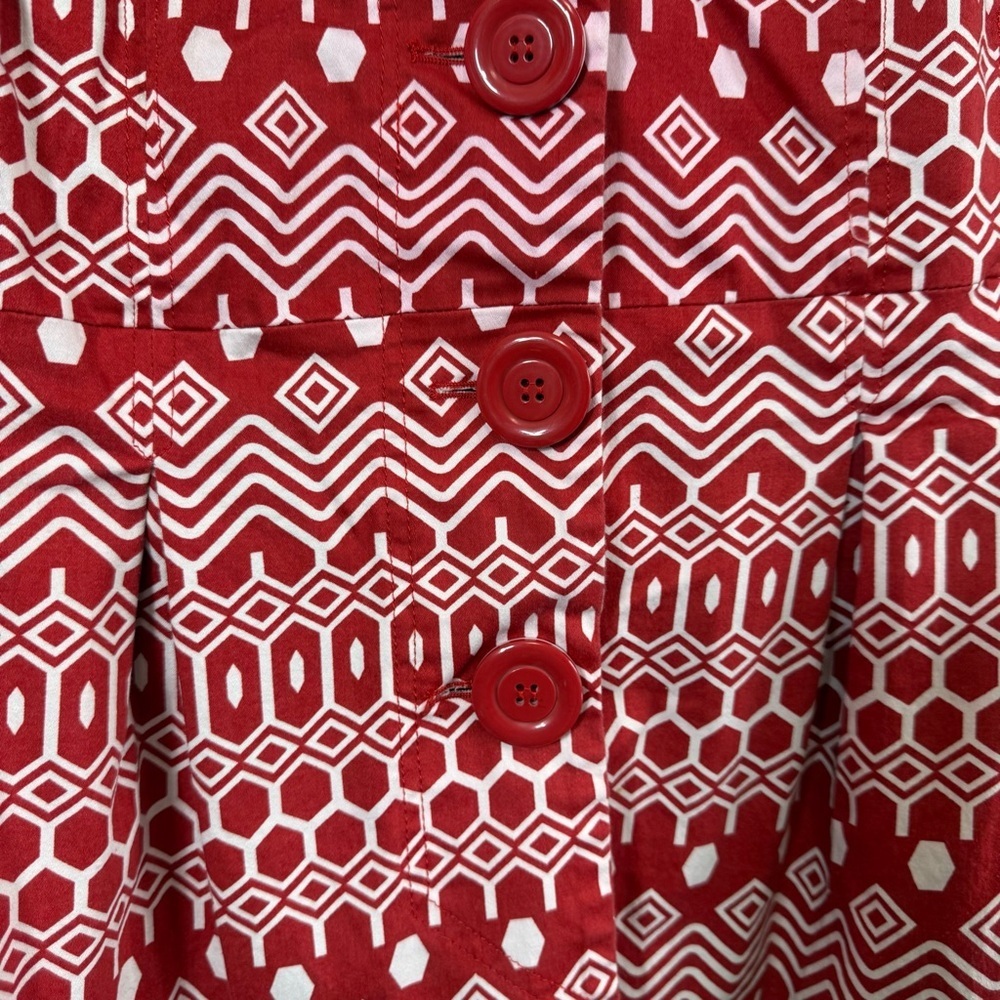 Eden Court Geo Print Peacoat Mod Retro Bell Sleeve Jacket Medium - Picture 3 of 8